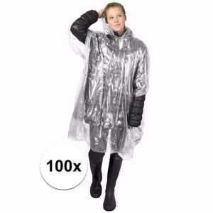 100x Wegwerp regenponcho transparant