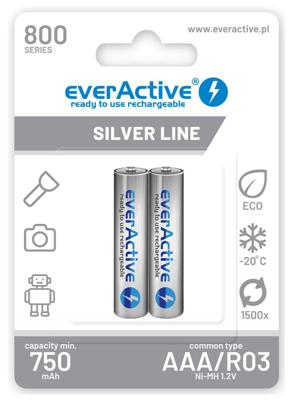 Herlaadbare batterijen everActive Ni-MH R03 AAA 800 mAh Silver Line - 2 stuks