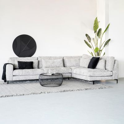 SEVN Hoekbank 'Lucia' Rechts, Chenille, kleur Staalgrijs