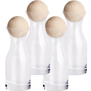 4x Glazen flessen/karaffen met bal/bol dop 250 ml