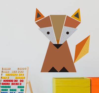Muursticker wilde dieren Origami vos