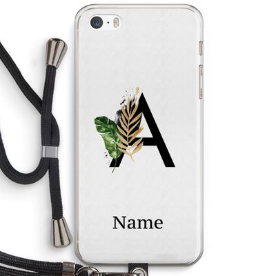 Charcoal Flora: iPhone 5 / 5S / SE Transparant Hoesje met koord
