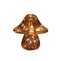 Paddenstoel glas led op batterij met timer 19x19 cm mercury bruin - Annas collection