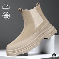 Voor heren Laarzen Instappers en instappers Vrijetijdsschoenen voor heren Legerlaarzen Platformlaarzen Wandelen Casual Buiten Dagelijks Leer PU Lengteverhogend Kuitlaarzen Leegloper Zwart Khaki Lightinthebox