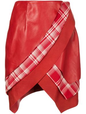 RTA minijupe superposée en cuir - Rouge