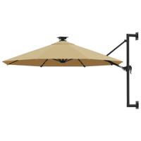 Wandparasol met LED's 300 cm taupe
