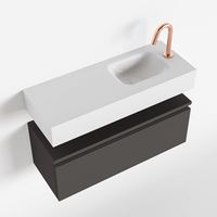 Toiletmeubel Mondiaz Andor | 80 cm | Meubelkleur Dark grey | Lex vrijhangend wastafel Talc Rechts | 1 kraangat