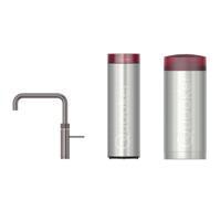 Quooker Fusion Square Keukenkraan Set - Kokend Warm- en Koud Water - Gunmetal - met COMBI+ Reservoir & CUBE - Direct Gekoeld Bruisend Water