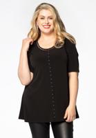 Yoek Tuniek flare met kralen | Zwart | Maat 46/48