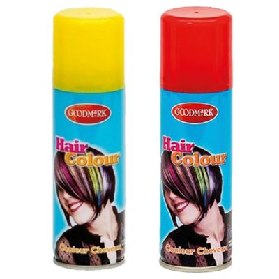 Supporters of Carnaval verkleed haarverf/haarspray set rood/geel 125 ml