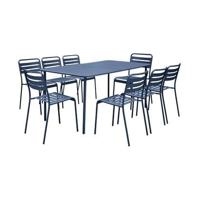 sweeek - Metalen tuintafel met 8 stoelen