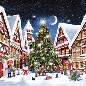 Kerst thema servetten - 20x st -  winterse kerstprint - 33 x 33 cm - kerstdiner - kerstservetten