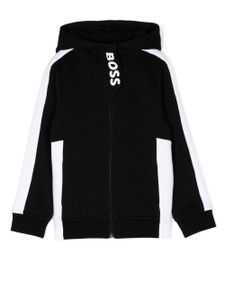 BOSS Kidswear hoodie zippé à logo imprimé - Noir