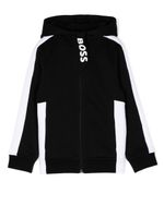 BOSS Kidswear hoodie zippé à logo imprimé - Noir - thumbnail