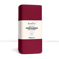 Loom One Hoeslaken – 100% Jersey Katoen – 200x200 cm – tot 23cm matrasdikte– 160 g/m² – Wijnrood