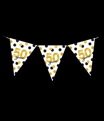 Vlaggenlijn Celebration 50 Jaar Wit/Goud/Zwart