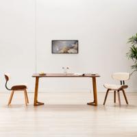 Eetkamerstoelen 2 st gebogen hout en kunstleer crèmekleurig