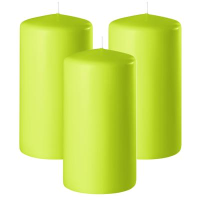 Enlightening Candles Cilinder - 3x - stompkaars - limegroen - D6 x H15 cm - 58 branduur