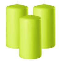 Enlightening Candles Cilinder - 3x - stompkaars - limegroen - D6 x H15 cm - 58 branduur