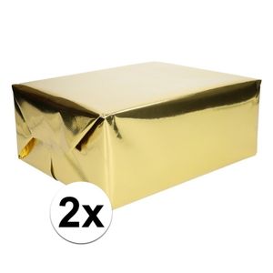 2x Inpakpapier/cadeaupapier goud metallic 400 x 50 cm op rol