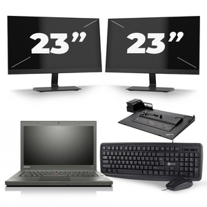 Lenovo ThinkPad T450 - Intel Core i5-5e Generatie - 14 inch - 8GB RAM - 256GB SSD - Windows 11 + 2x 23 inch Monitor