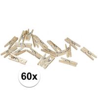 60x mini knijpertjes naturel