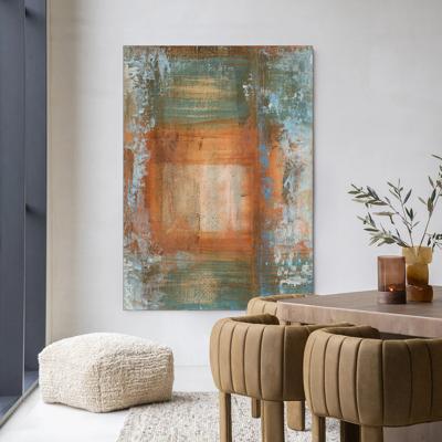 Urban Cotton Wandkleed 'Blue Ocker Abstract 1' 80 x 110cm in Frame - black