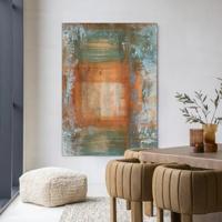 Urban Cotton Wandkleed 'Blue Ocker Abstract 1' 80 x 110cm in Frame - black