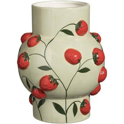 Leen Bakker - Vaas Dani Aardbei - - 24xØ18 Cm - Keramiek - Groen