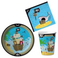 Piraten kinderfeestje thema verjaardag set - voor 8x kinderen - Feestartikelen - tafel versieringen