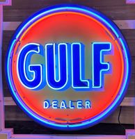 Gulf Dealer Logo Neon Verlichting Met Achterplaat XL 100 x 100 cm