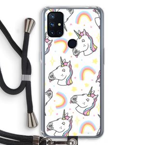 Rainbow Unicorn: OnePlus Nord N10 5G Transparant Hoesje met koord