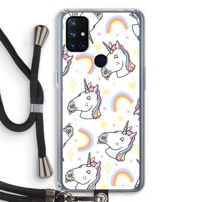 Rainbow Unicorn: OnePlus Nord N10 5G Transparant Hoesje met koord
