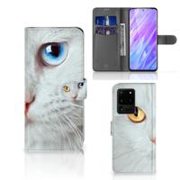 Samsung Galaxy S20 Ultra | Telefoonhoesje | Met pasjeshouder | Witte Kat