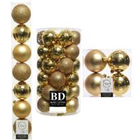 Kerstversiering kunststof kerstballen goud 6-8-10 cm pakket van 59x stuks - Kerstbal