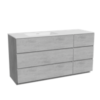 Storke Edge staand badmeubel 150 x 52 cm beton donkergrijs met Mata asymmetrisch linkse wastafel in solid surface mat wit - thumbnail
