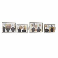 Set van trays DKD Home Decor Wit Zwart Gouden Hout MDF 40 x 30 x 6 cm (2 Stuks)