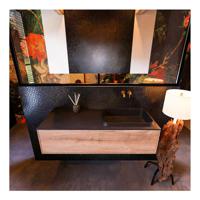 MONDIAZ ERIN 120cm badmeubel onderkast washed oak met 1 lade wastafel rechts zonder kraangaten kleur urban - thumbnail