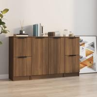 Dressoirs 3 st bewerkt hout bruin eikenkleur