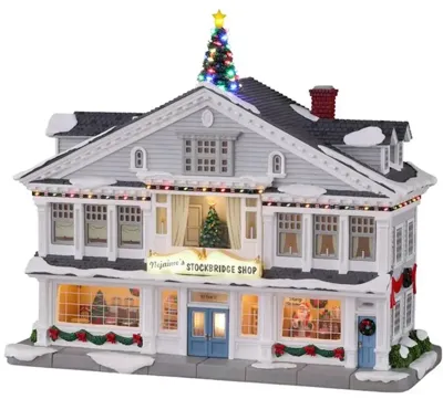 Lemax nejaime&apos;s stockbridge shop verlicht kersthuisje Norman Rockwell 2023