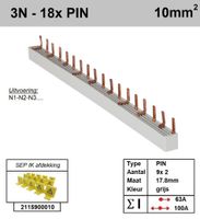 SEP Verdeelkam 3f+n pin 18 mod 18mm grijs P04018G50