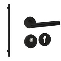 Hardbrass Voordeurset rond 3-delig met XL-greep 1900mm anti-kerntrek SKG*** - zwart
