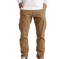 Voor heren Cargohosen Cargo-broek Broek Meerdere zakken Recht been 6 zak Effen Werk Kleding Alledaagse kleding Katoenmix Casual Zwart khaki Lightinthebox - thumbnail