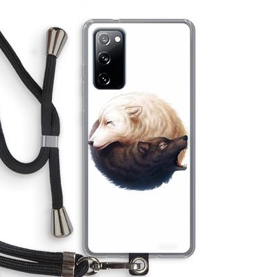 Yin Yang Wolves: Samsung Galaxy S20 FE / S20 FE 5G Transparant Hoesje met koord