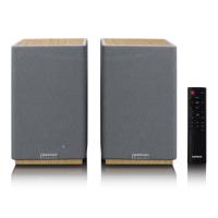 LENCO SPB-241WDGY - Set van 2 HiFi stereo Bluetooth® speakers - Krachtig geluid in een stijlvol design - Hout/Grijs