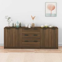 3-delige Dressoirs bewerkt hout bruin eikenkleur