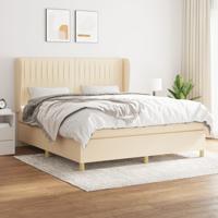 Boxspring met matras stof crèmekleurig 160x200 cm