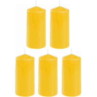 Stompkaars in het goudgeel - 5x stuks - 10 x 5 cm - Home basics sfeer kaarsen - dikke kaarsen