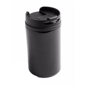 Reisbeker - 300 ml - zwart - thermosbeker - 15 x 7 cm - RVS