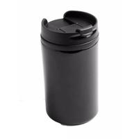 Reisbeker - 300 ml - zwart - thermosbeker - 15 x 7 cm - RVS